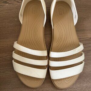 Crocs White Strappy Flat Sandals Size 6